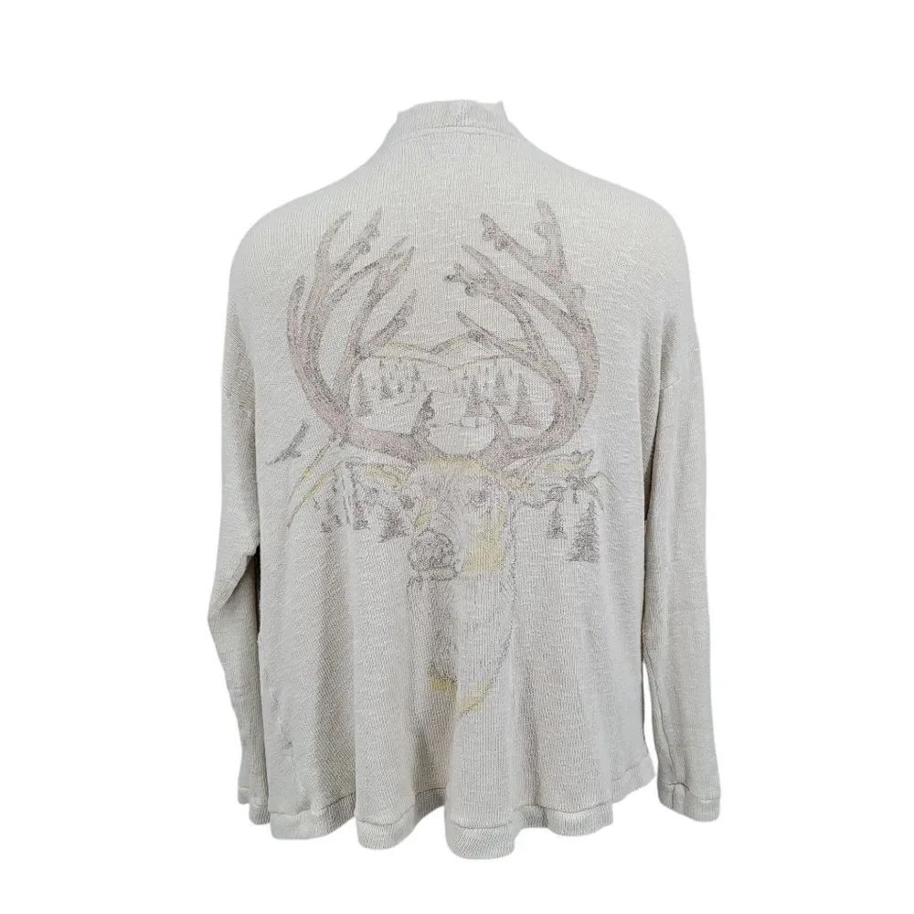 Lauren Moshi Deer Buck Cardigan Cabincore Fisherman Oversized Limited Edition